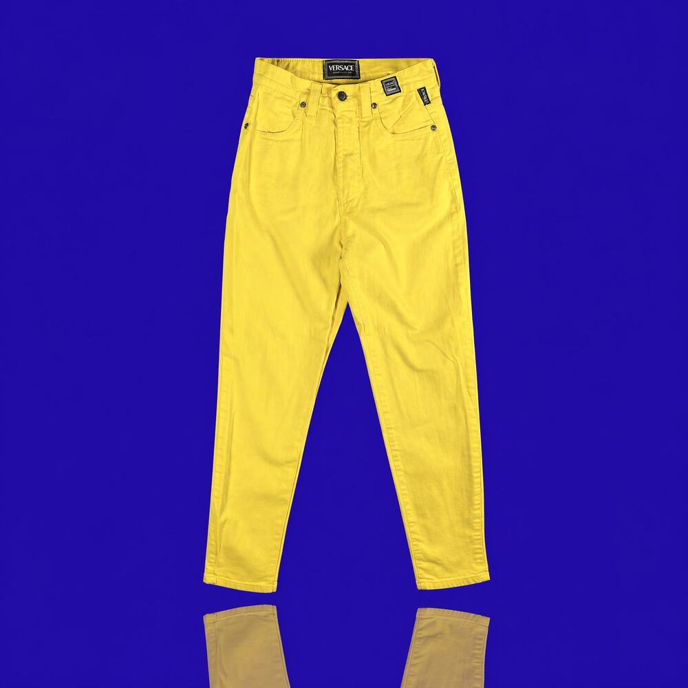 Vintage Versace Jeans Couture Men’s Size 26 Yellow High-Waisted Denim Jeans